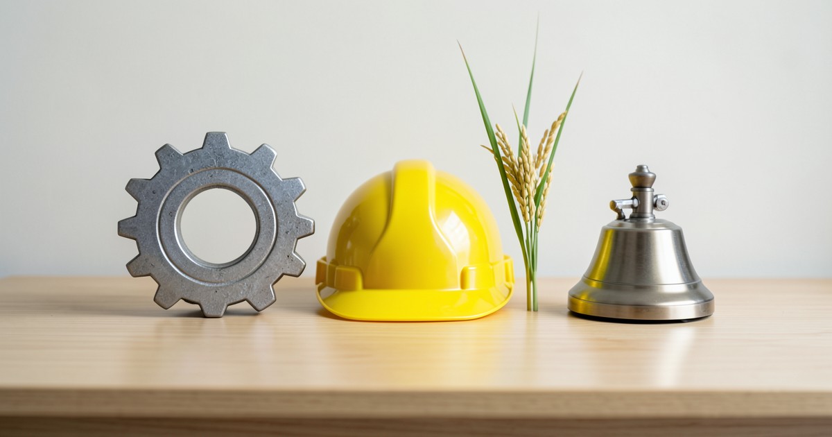 製造・建設・農業・サービスなど、特定技能の主要な専門分野を象徴するアイコンの並び